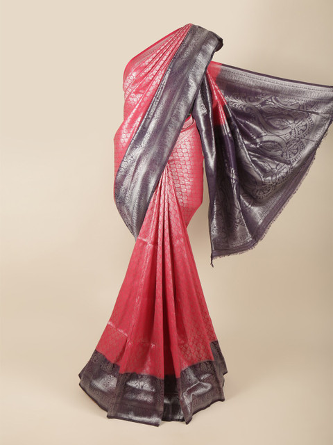 

Pothys Pink & Grey Woven Design Zari Art Silk Banarasi Saree