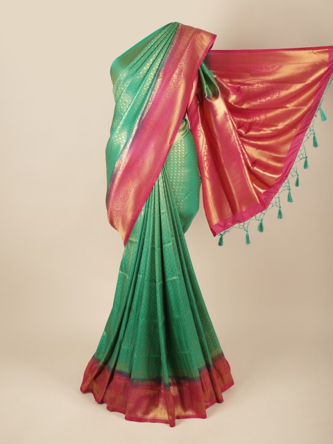 

Pothys Green & Pink Woven Design Zari Art Silk Banarasi Saree