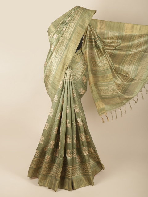 

Pothys Green & Beige Batik Art Silk Saree