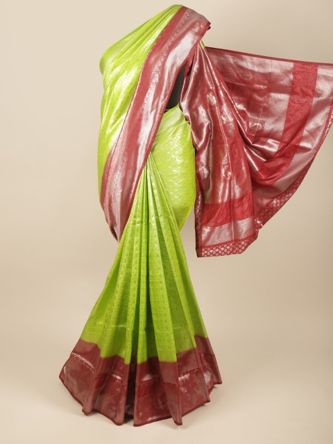 

Pothys Green & Red Woven Design Zari Art Silk Banarasi Saree
