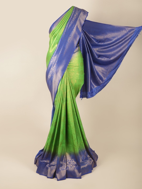 

Pothys Green & Gold-Toned Ethnic Motifs Zari Art Silk Banarasi Saree