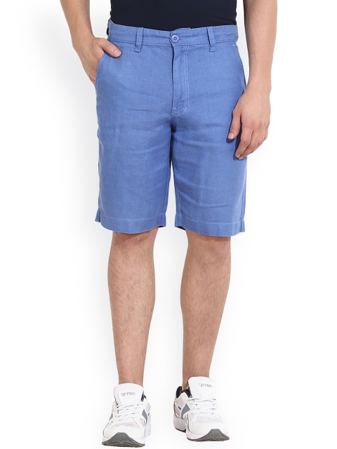 

Wear Your Mind Men Blue Solid Slim Fit Linen Chino Shorts