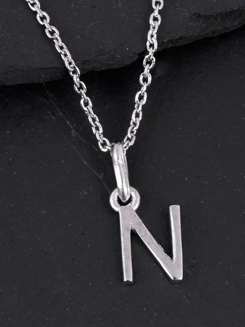 

Tistabene Rhodium-Plated N Pendant With Chain, Silver