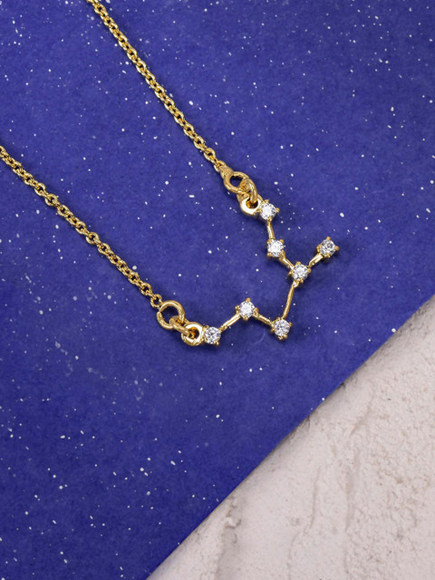 

Tistabene Gold-Plated White Stone-Studded Pendant With Chain