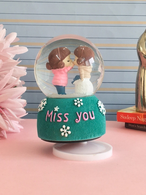 

TIED RIBBONS Green & Pink Rotating Snow Globe with Romantic Music Valentine Gift