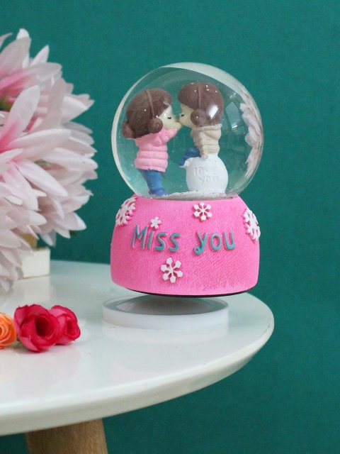 

TIED RIBBONS Pink Romantic Love Couple Rotating Snow Globe with Music Valentine Gift