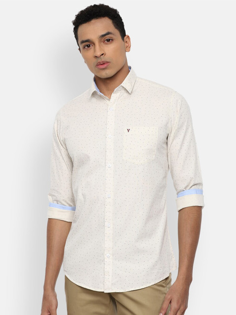 

Van Heusen Sport Men Cream-Coloured Slim Fit Printed Pure Cotton Casual Shirt