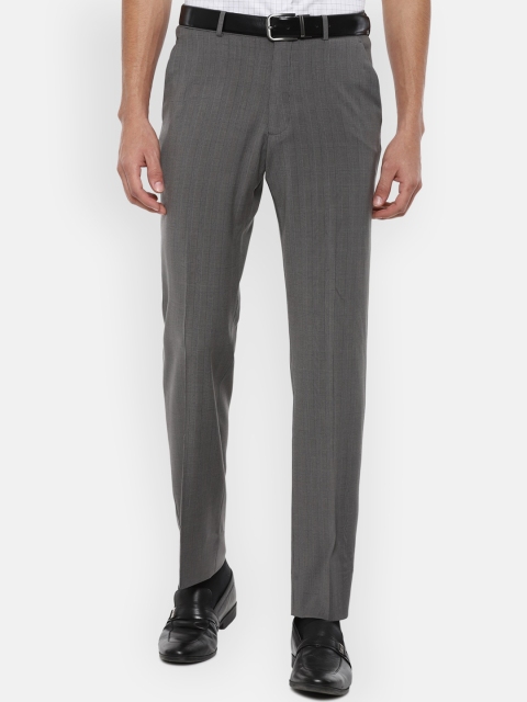 

Louis Philippe Permapress Men Grey Textured Trousers