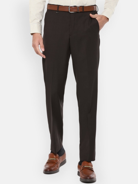 

Van Heusen Men Solid Brown Formal Trousers