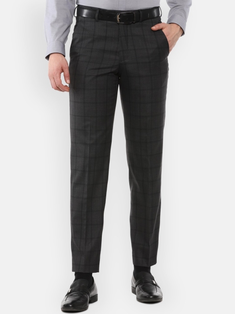 

Van Heusen Men Black Checked Trousers