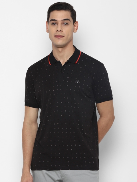 

Allen Solly Men Black Printed Pure Cotton Polo Collar T-shirt