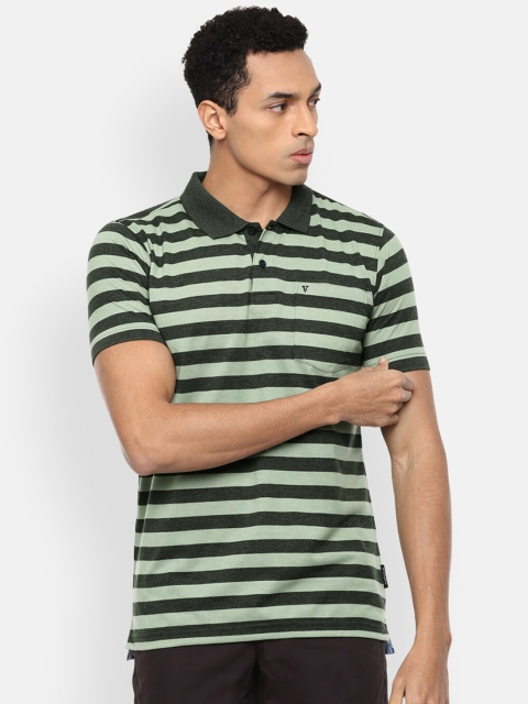 

Van Heusen Sport Men Green Striped Polo Collar Cotton T-shirt