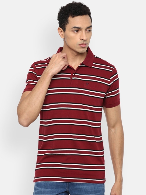 

Van Heusen Sport Men Maroon & White Striped Polo Collar T-shirt