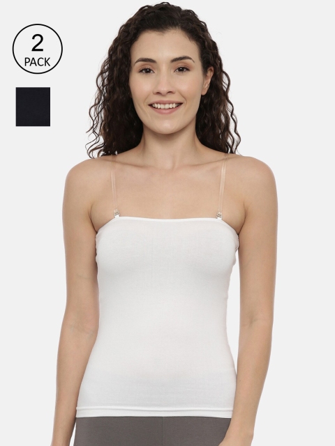 

GOLDSTROMS Woman Pack Of 2 White & Navy Blue Camisoles