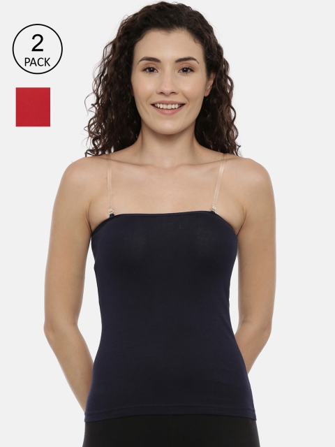 

GOLDSTROMS Women Pack Of 2 Solid Camisoles, Navy blue