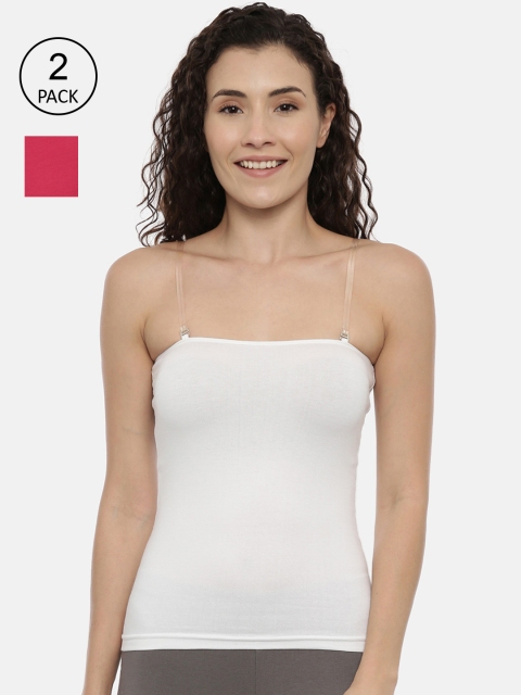 

GOLDSTROMS Women White & Fuchsia Pack Of 2 Solid Camisoles