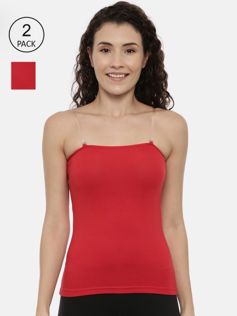 

GOLDSTROMS Women Pack Of 2 Solid Camisoles, Red