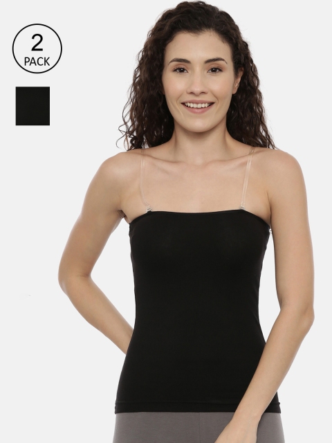 

GOLDSTROMS Women Pack Of 2 Black Solid Camisoles