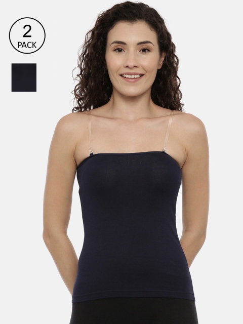 

GOLDSTROMS Women Pack Of 2 Solid Camisoles, Navy blue