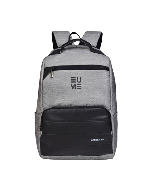 

EUME Unisex Grey & Black Colourblocked Backpack