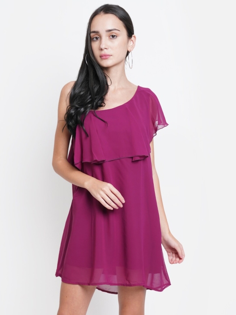 

Purple State Black Georgette A-Line Dress