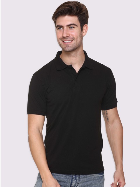 

Obaan Men Black Polo Collar T-shirt