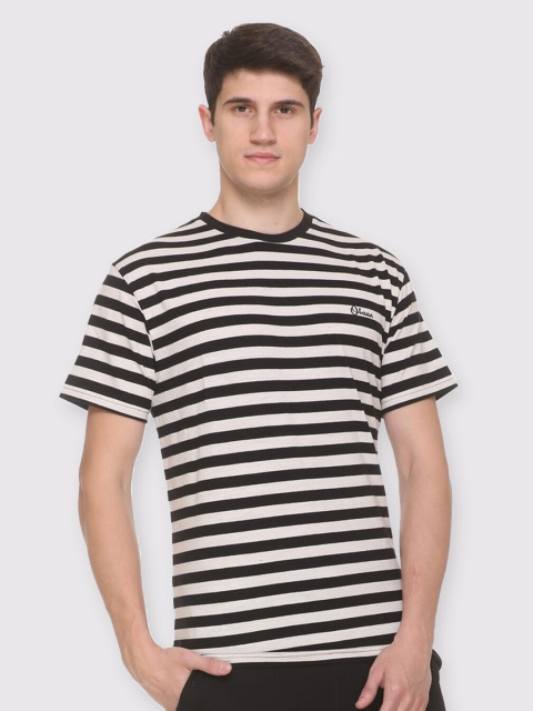 

Obaan Men Black & White Striped Cotton Lounge T-shirt