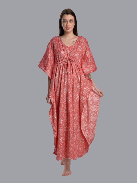

CIERGE Red Printed Kaftan Maxi Nightdress