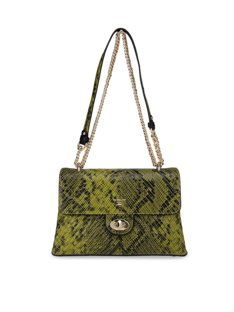 

Da Milano Yellow Animal Print Leather Structured Shoulder Bag