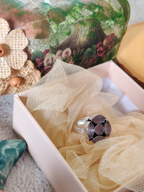 

EL REGALO Pink & Silver-Toned Five Stone Ring