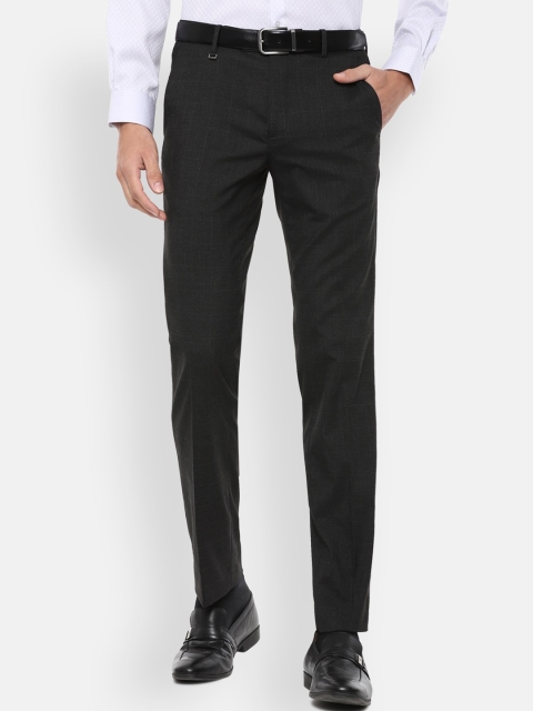 

Van Heusen Men Black Checked Slim Fit Trousers