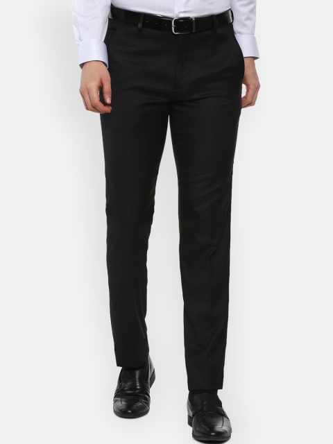 

Van Heusen Men Black Textured Slim Fit Trousers