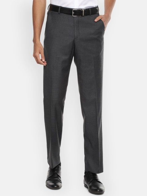 

Van Heusen Men Grey Textured Trousers