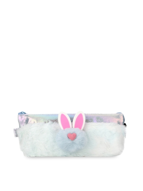 

YK Blue Cute Cat Face Faux Fur Pencil Pouch