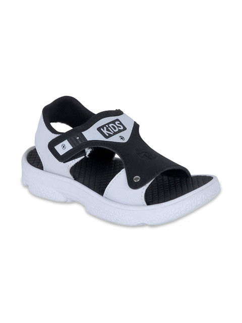 

FEETWELL SHOES Unisex Kids Black & White PU Comfort Sandals