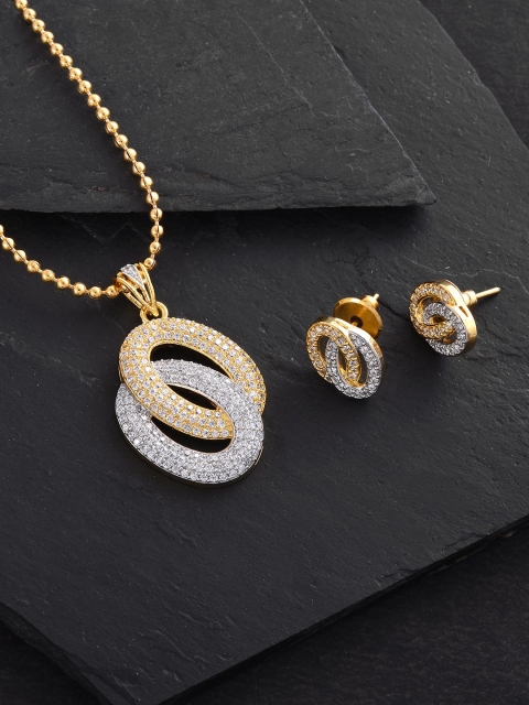 

Tistabene Woman White & Gold Contemporary Modern Designer Pendant Set