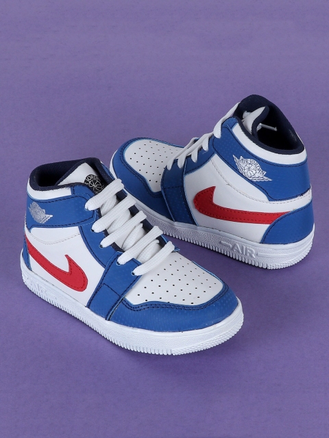 

FEETWELL SHOES Unisex Kids Blue Colourblocked High-Top Sneakers