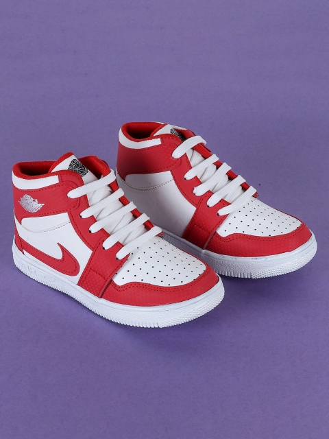 

FEETWELL SHOES Unisex Kids Red & White Colourblocked Sneakers