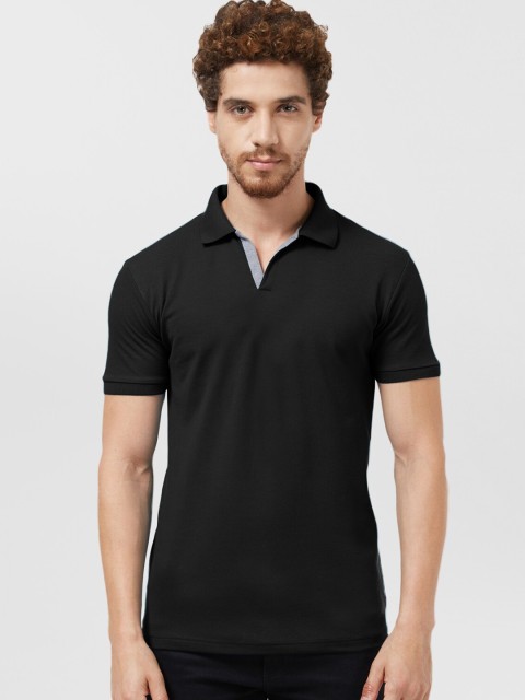 

Wear Your Opinion Men Black Polo Collar Pockets T-shirt