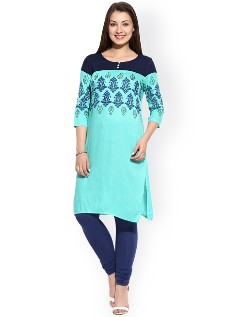

Evam Women Green Printed Straight Kurta