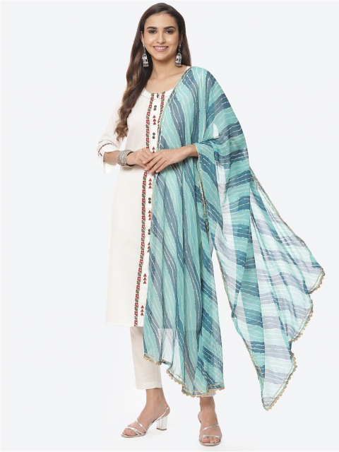 

Rangriti Blue & White Printed Dupatta