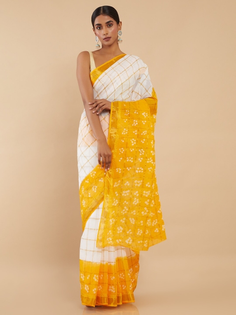 

Soch Yellow & White Bandhani Pure Cotton Saree