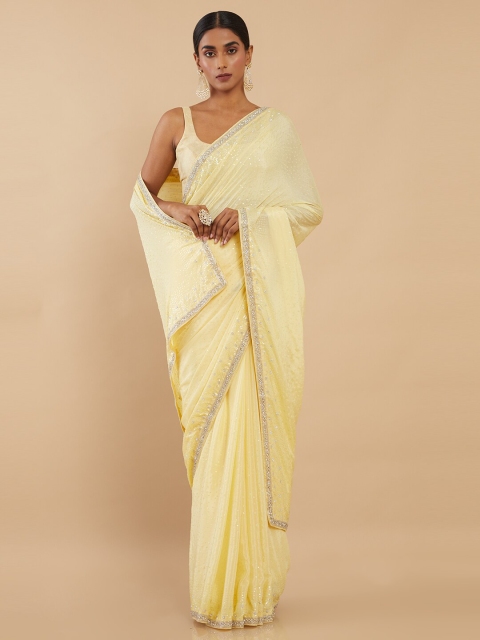 

Soch Yellow Organza Saree