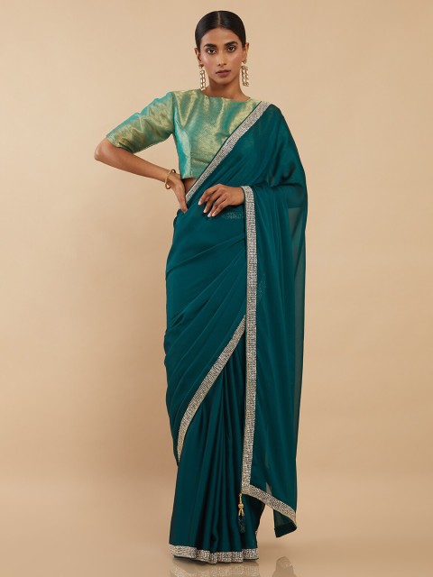 

Soch Green Beads & Stones Saree