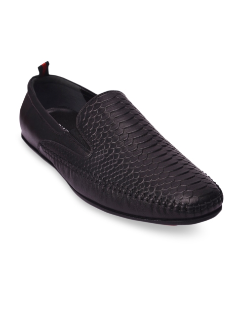 

Pavers England Men Black Textured Leather Driving Shoes