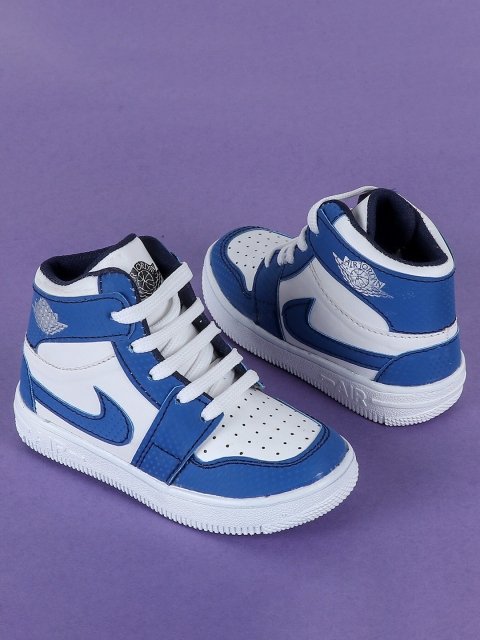 

FEETWELL SHOES Unisex Kids Blue Striped High-Top Sneakers