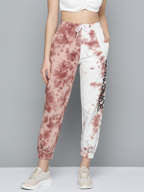 

VividArtsy Women Brown & White Tie & Dye Joggers
