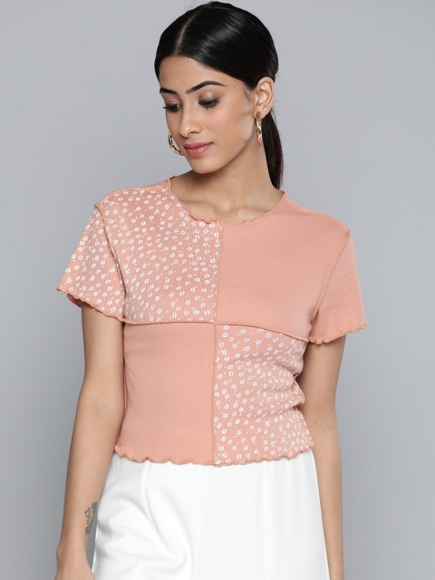 

VividArtsy Peach-Coloured Blouson Top