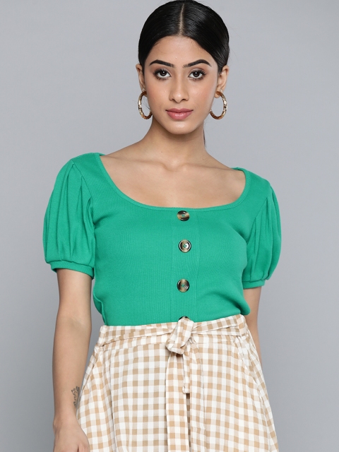 

VividArtsy Green Boxy Crop Top