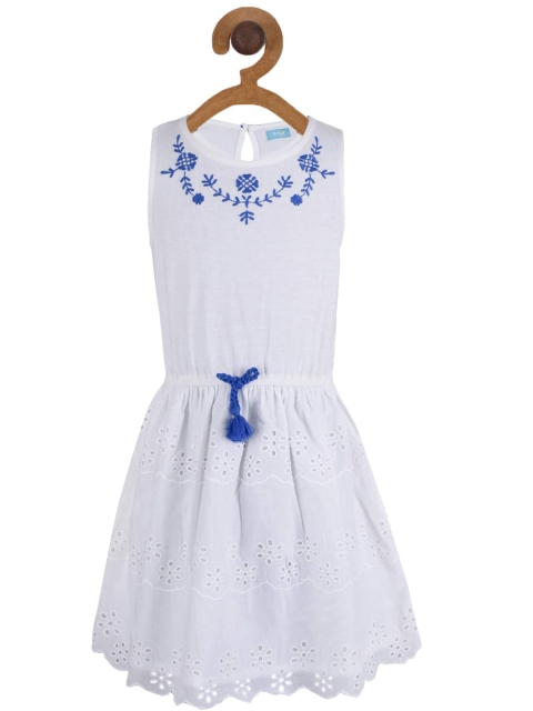 

Miyo White & Blue Pure Cotton Floral Dress